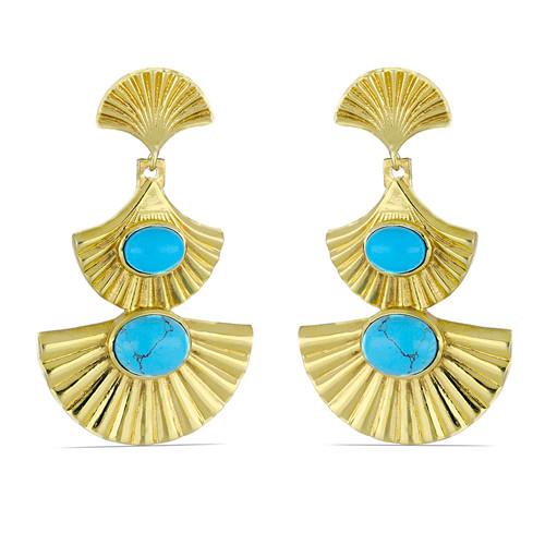 BUY NATURAL BLUE TURQUOISE GEMSTONE FASHION EARRINGS